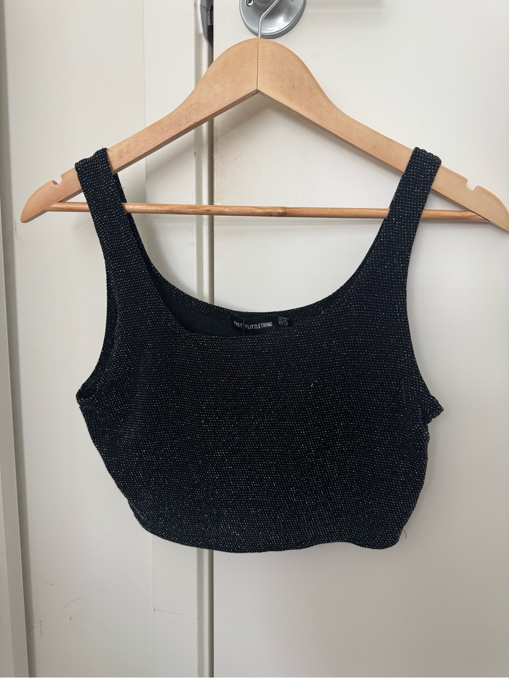 Sparkle Black Cropped Tank Top
